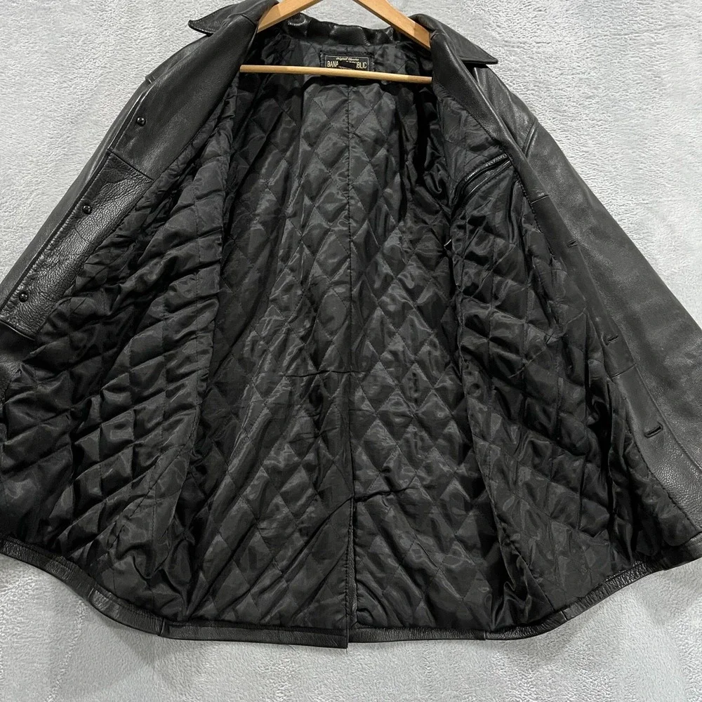 VTG Banana Republic Leather Jacket Mens‎ L Moto 90s Button Grunge Biker